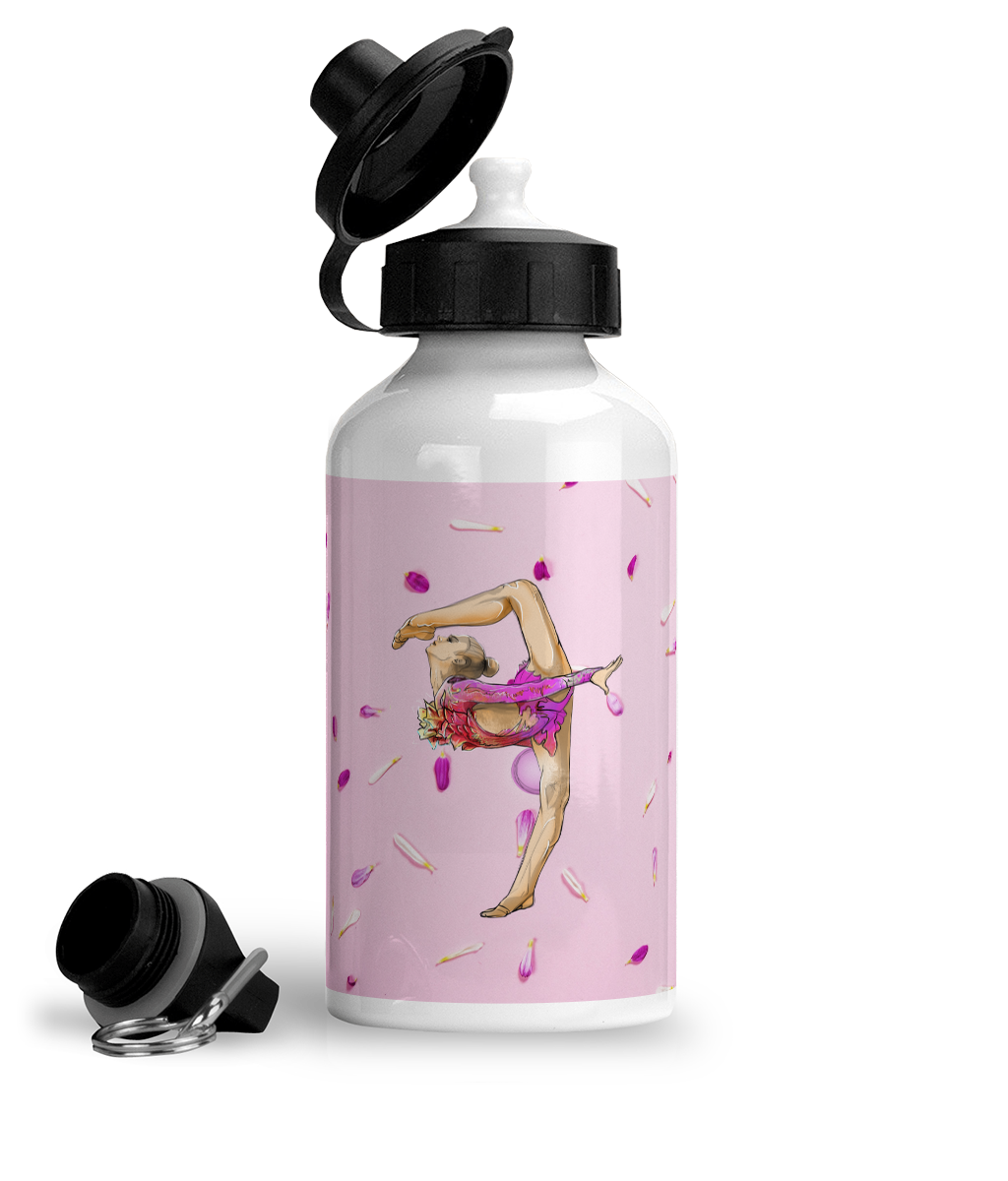 Aluminium Sports Water Bottle Pink-petals-on-pink
