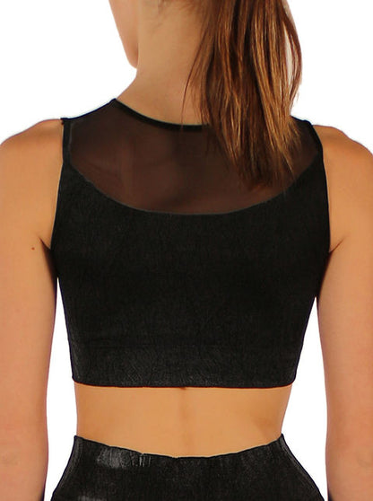 Seamless Crop Top with tulle insert and relief pattern