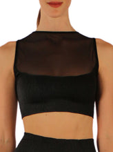 Load image into Gallery viewer, Seamless Crop Top with tulle insert and relief pattern
