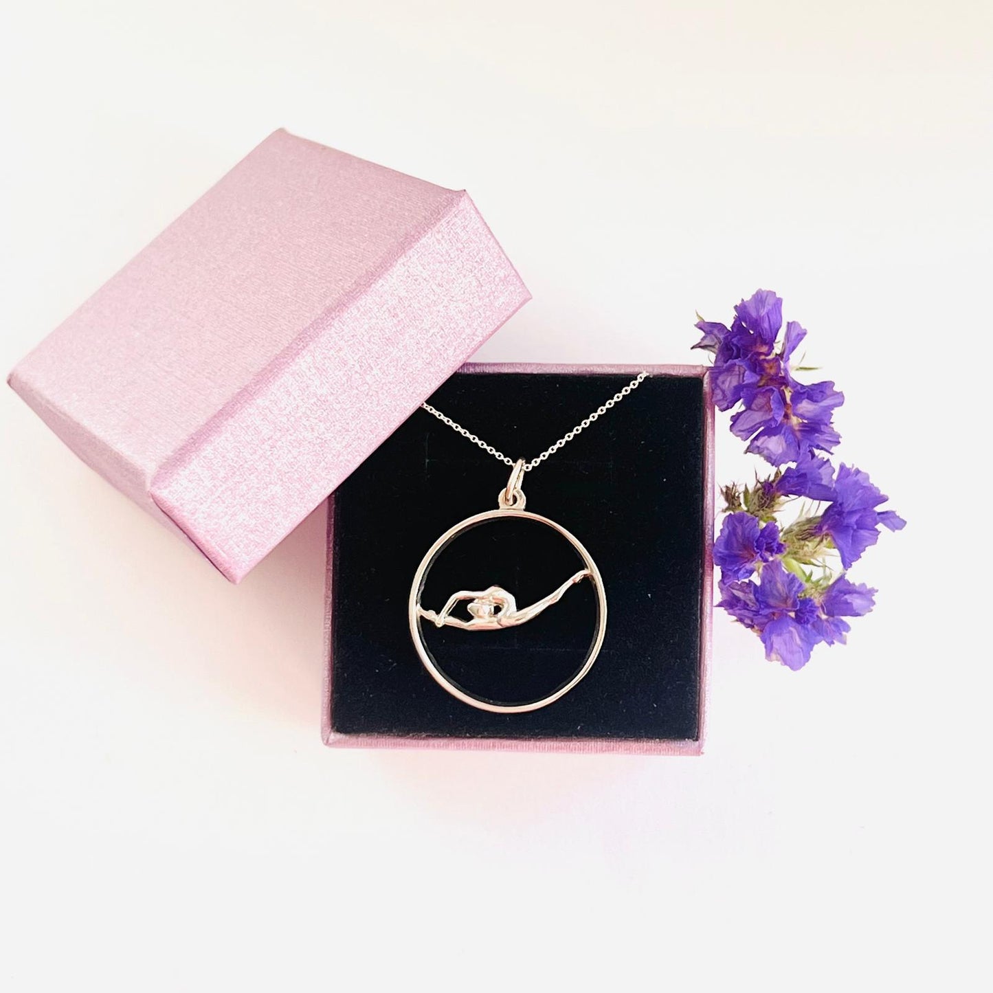 Silver Necklace with Pearl "Flying Gymnast"