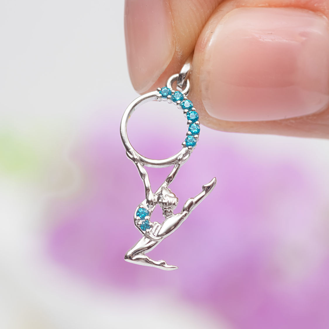 Silver Pendant with gemstones "Girl with a Hoop"