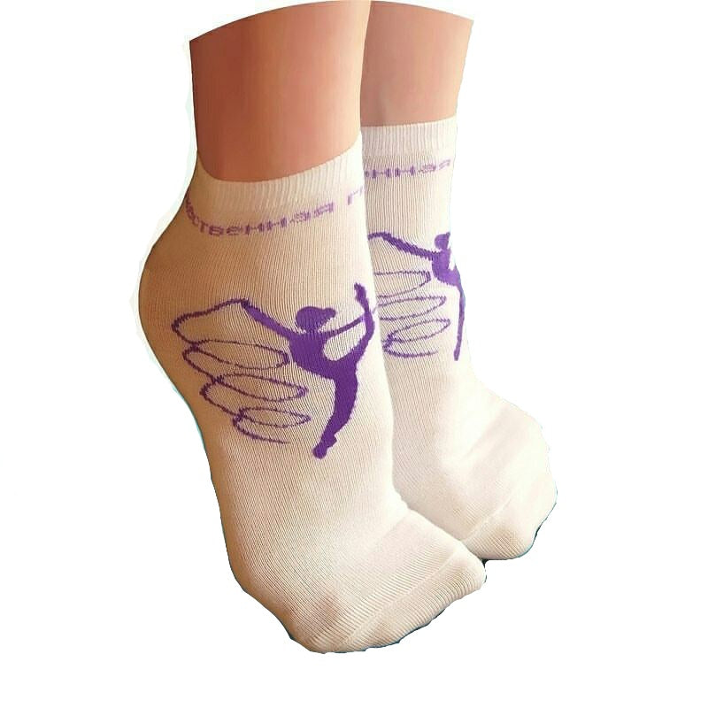 Reinforced sole socks with ribbon gymnast print