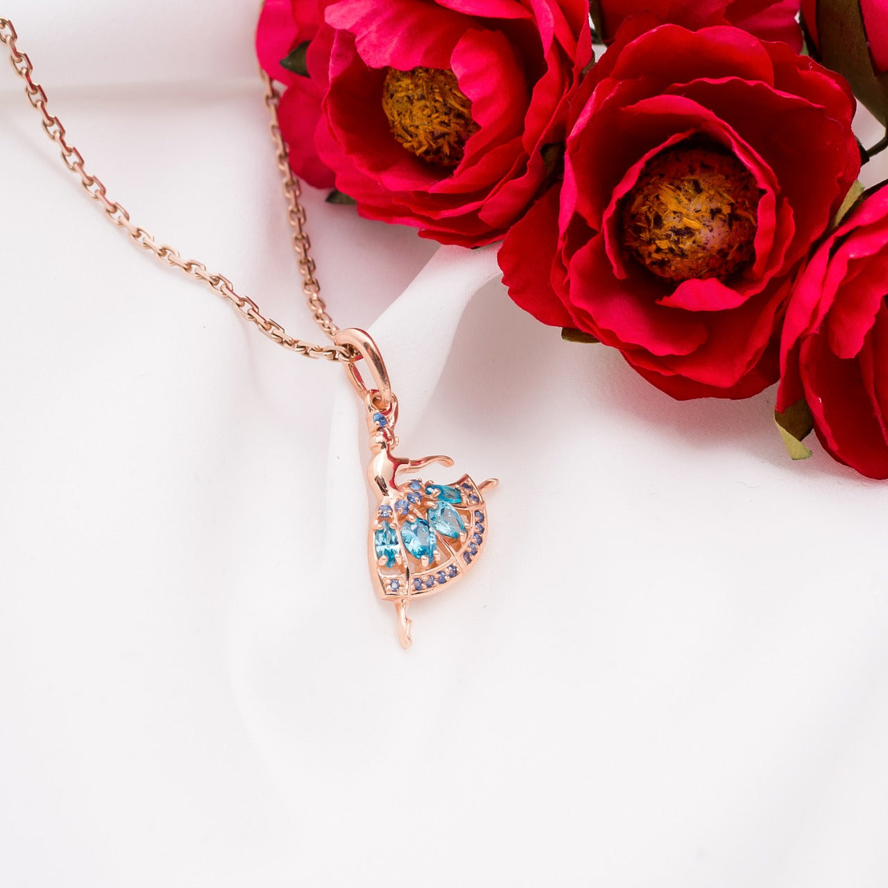 Silver Necklace with Gemstones "Ballerina"