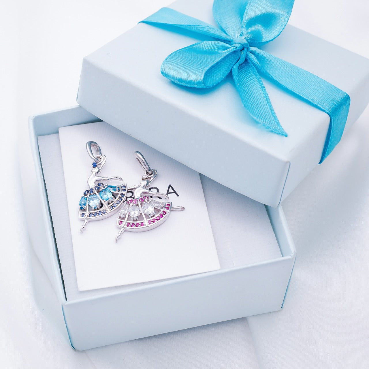 Silver Necklace with Gemstones "Ballerina"