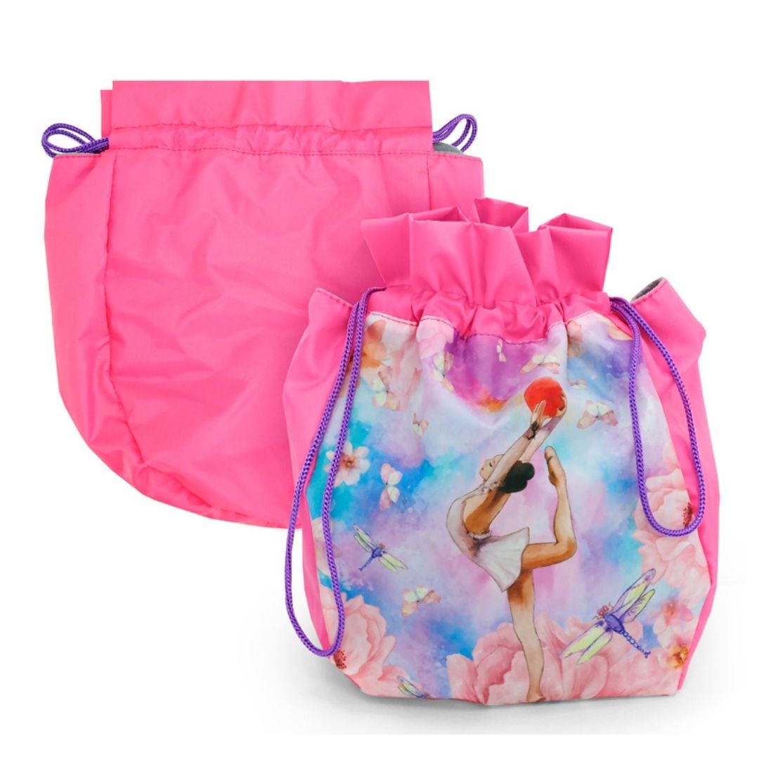 pink protective bag for storage of rhythmic gymnastics ball