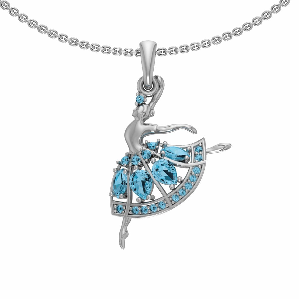 Silver Necklace with Gemstones "Ballerina"