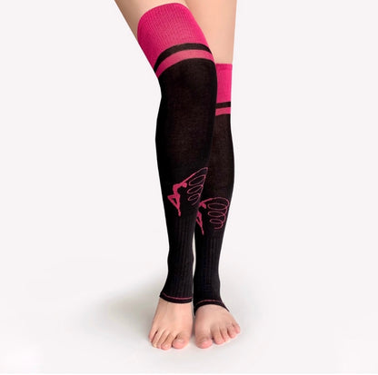 Leg Warmers Black with Fuschia
