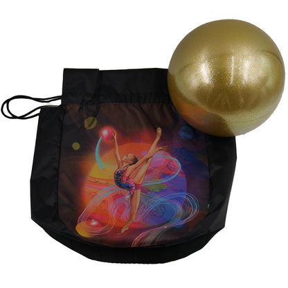 brown bag for rhythmic gymnastics ball with gymnast print