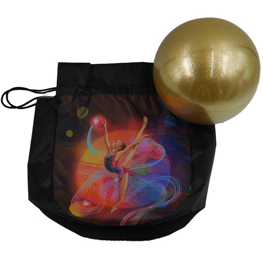 brown bag for rhythmic gymnastics ball with gymnast print