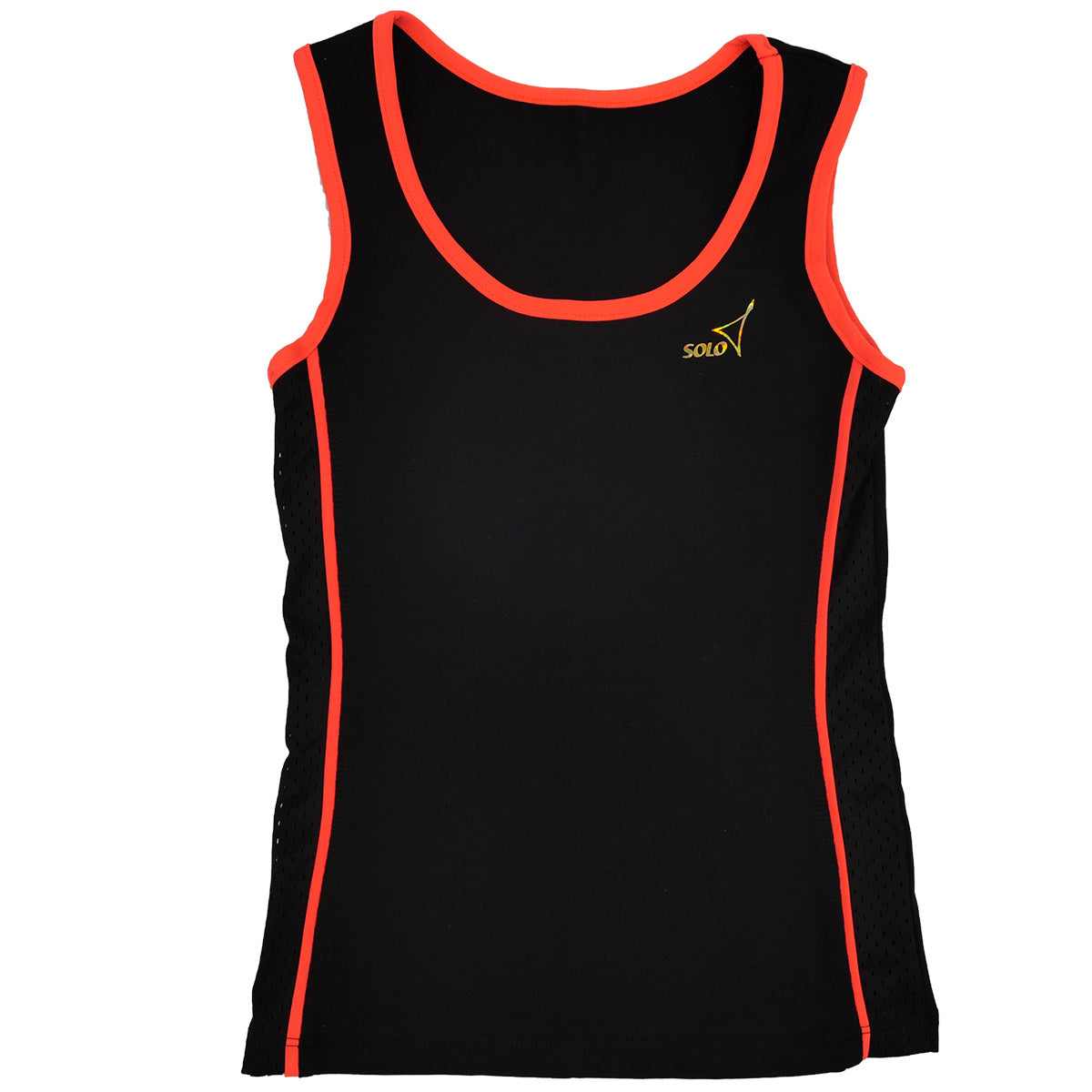 black tanktop with an orange trim