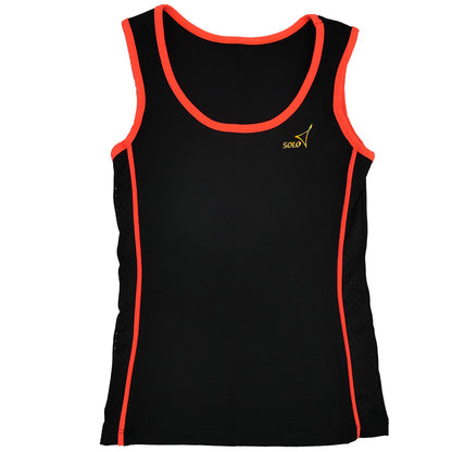 black tanktop with an orange trim